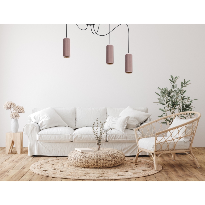 Candeeiro suspenso AVALO 3xE27/60W/230V aranha rosa/cobre