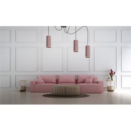 Candeeiro suspenso AVALO 3xE27/60W/230V aranha rosa/cobre
