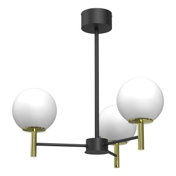 Candeeiro suspenso AWINION 3xE27/15W/230V branco/dourado/preto