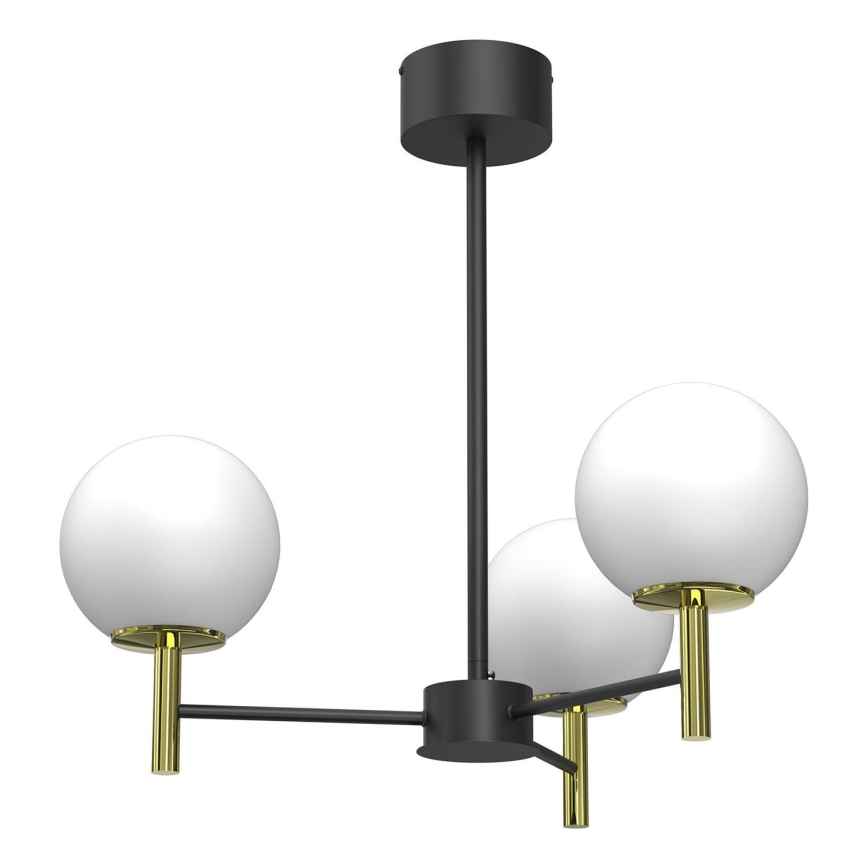 Candeeiro suspenso AWINION 3xE27/15W/230V branco/dourado/preto