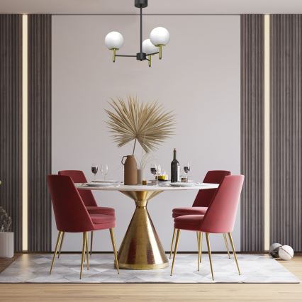 Candeeiro suspenso AWINION 3xE27/15W/230V branco/dourado/preto