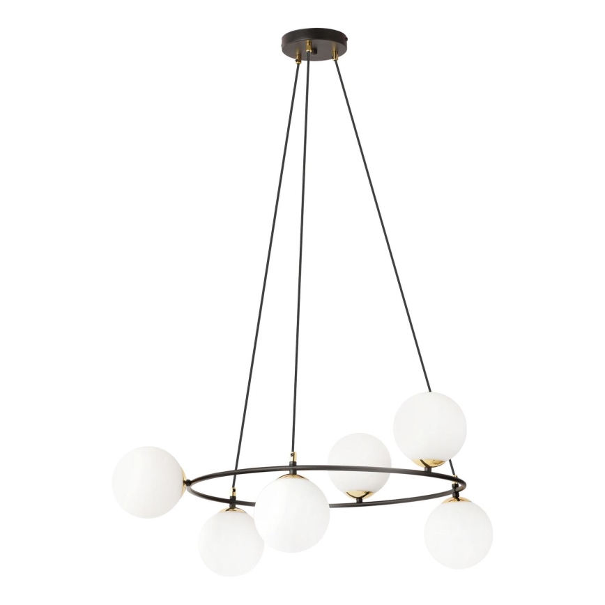 Candeeiro suspenso AZURA 6xE14/10W/230V preto/branco