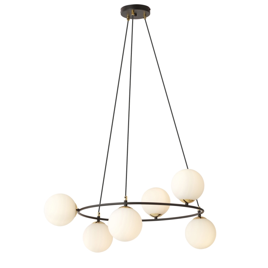 Candeeiro suspenso AZURA 6xE14/10W/230V preto/branco