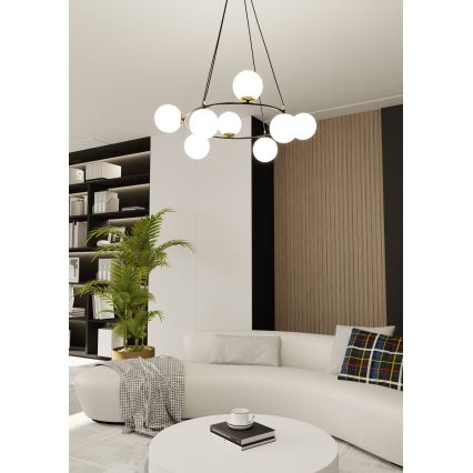 Candeeiro suspenso AZURA 8xE14/10W/230V preto/branco
