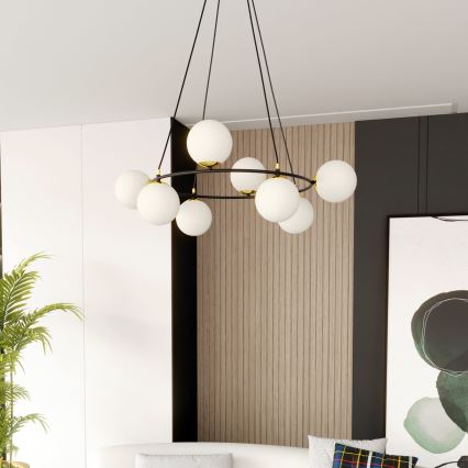 Candeeiro suspenso AZURA 8xE14/10W/230V preto/branco