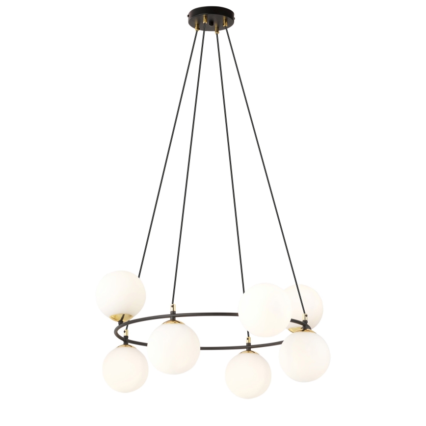 Candeeiro suspenso AZURA 8xE14/10W/230V preto/branco