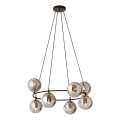Candeeiro suspenso AZURA 8xE14/10W/230V preto/cinzento
