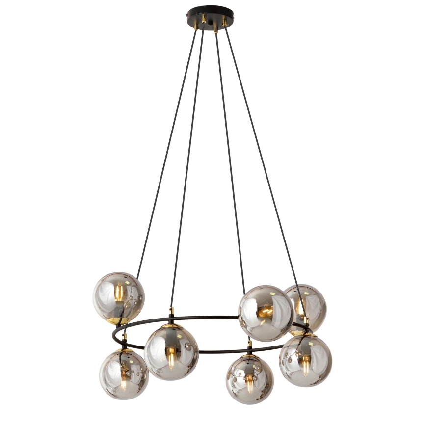Candeeiro suspenso AZURA 8xE14/10W/230V preto/cinzento