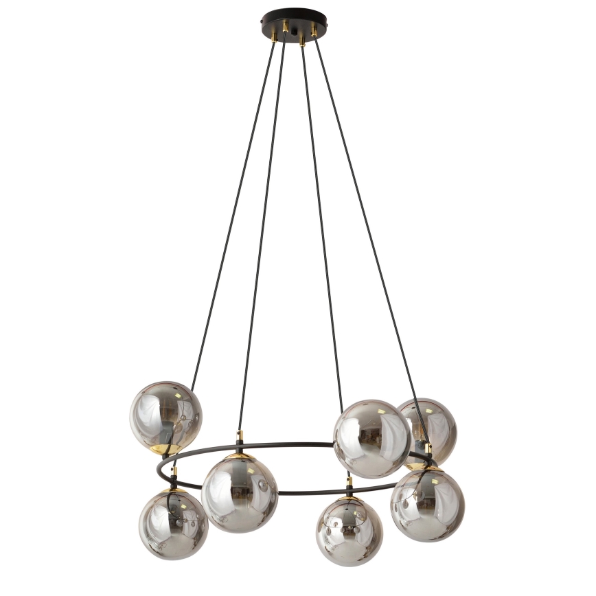 Candeeiro suspenso AZURA 8xE14/10W/230V preto/cinzento