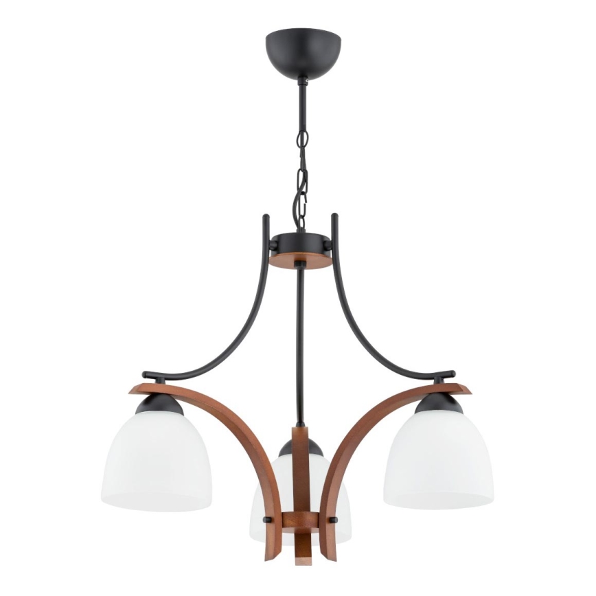 Candeeiro suspenso BAFIA 3xE27/15W/230V castanho