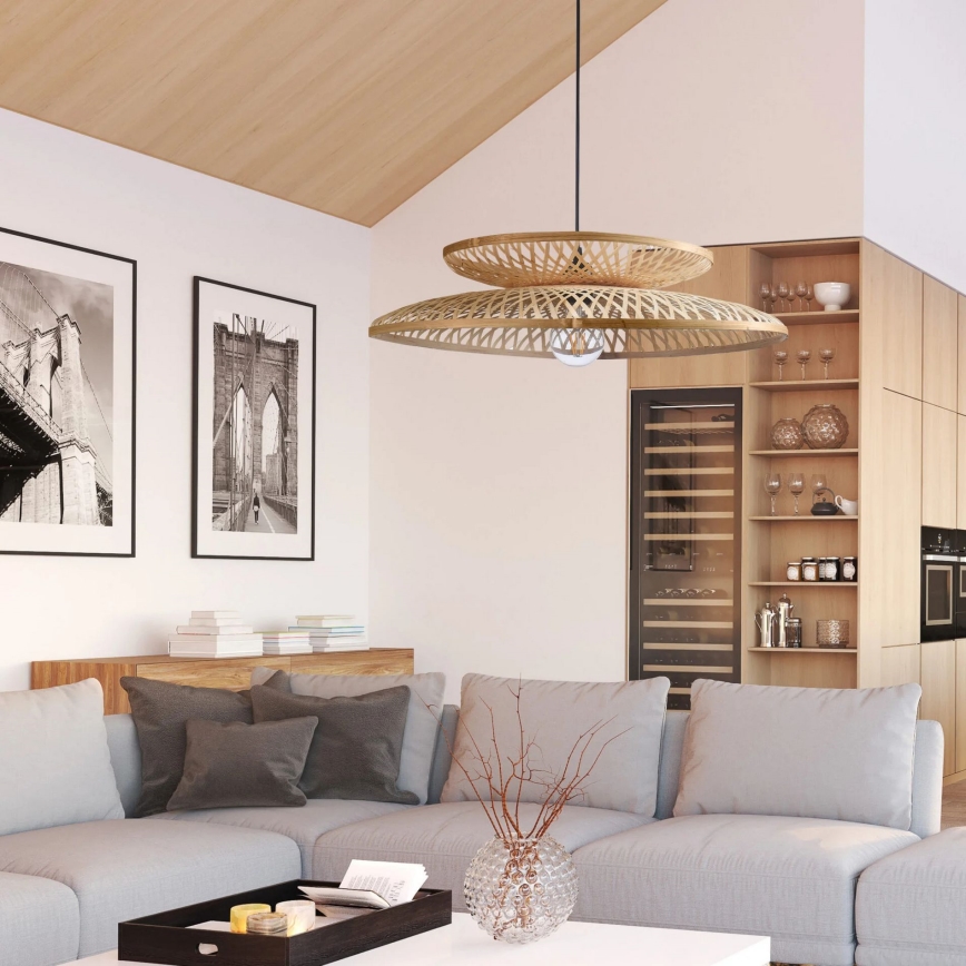 Candeeiro suspenso BALI 1xE27/20W/230V diâmetro 60 cm bambu