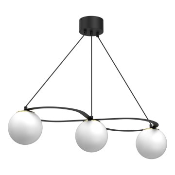 Candeeiro suspenso BALLO 3xE27/15W/230V preto/branco