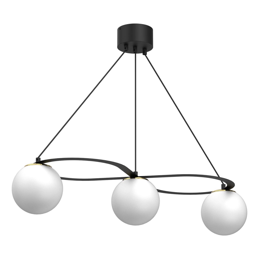 Candeeiro suspenso BALLO 3xE27/15W/230V preto/branco