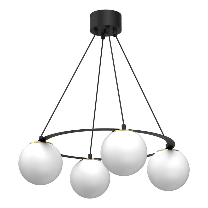 Candeeiro suspenso BALLO 4xE27/15W/230V preto/branco