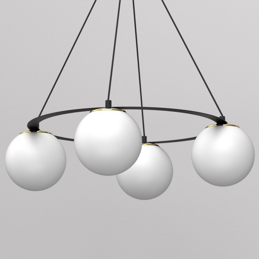 Candeeiro suspenso BALLO 4xE27/15W/230V preto/branco