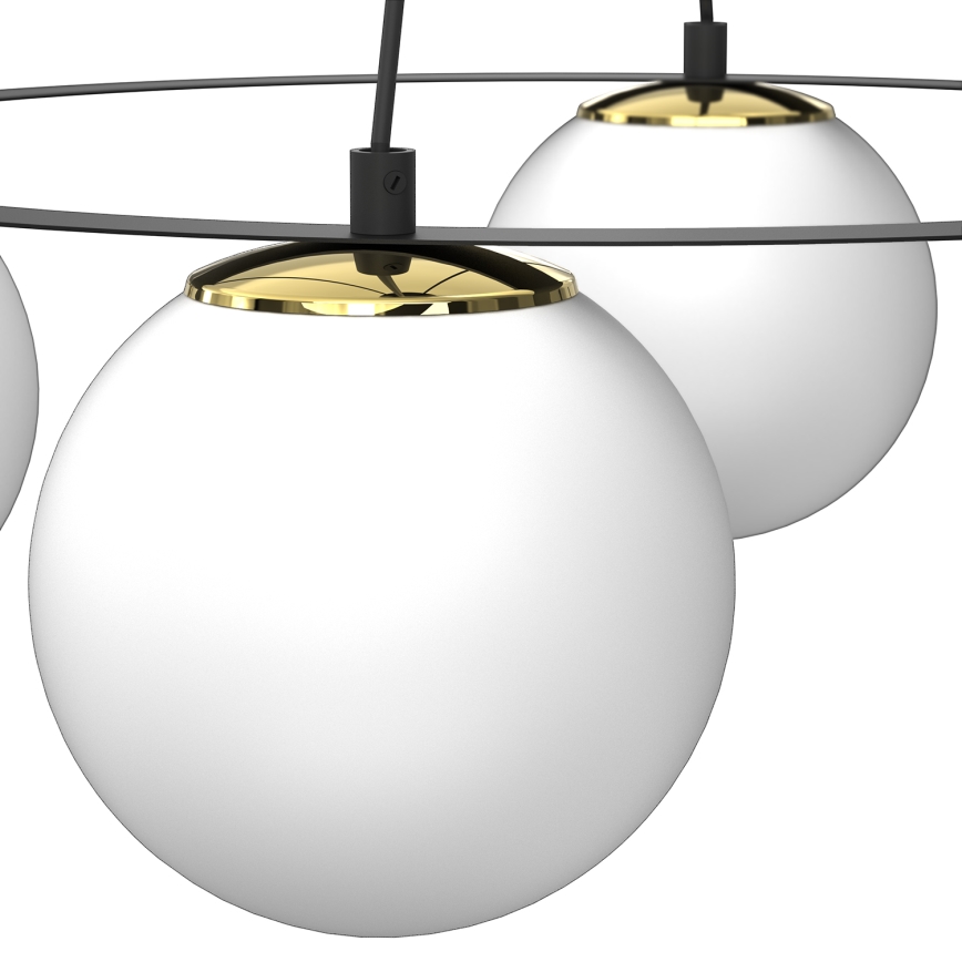 Candeeiro suspenso BALLO 4xE27/15W/230V preto/branco