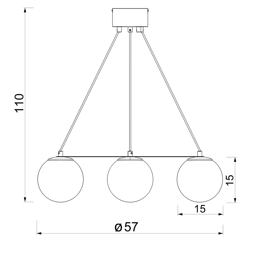 Candeeiro suspenso BALLO 4xE27/15W/230V preto/branco