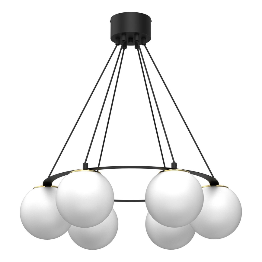 Candeeiro suspenso BALLO 6xE27/15W/230V preto/branco