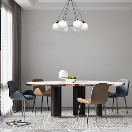 Candeeiro suspenso BALLO 6xE27/15W/230V preto/branco