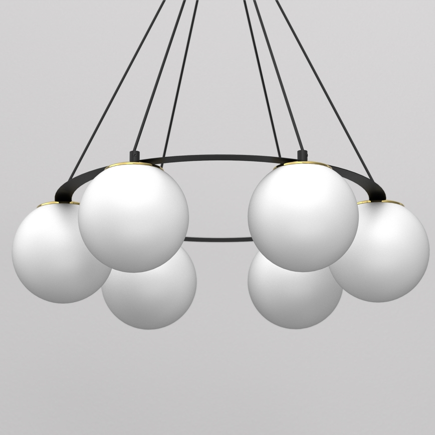 Candeeiro suspenso BALLO 6xE27/15W/230V preto/branco