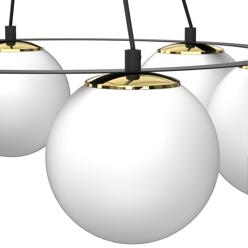 Candeeiro suspenso BALLO 6xE27/15W/230V preto/branco