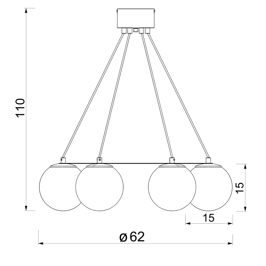 Candeeiro suspenso BALLO 6xE27/15W/230V preto/branco