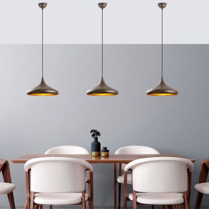 Candeeiro suspenso BAREK 1xE27/40W/230V cinzento
