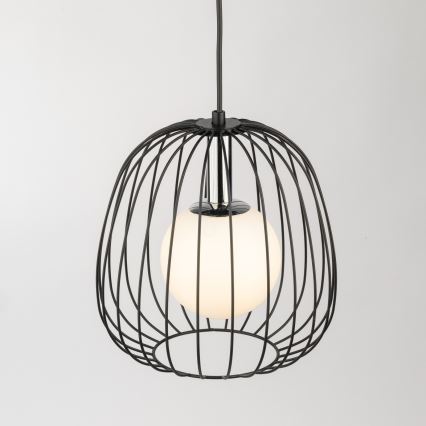 Candeeiro suspenso BELL 1xG9/12W/230V diâmetro 24 cm preto/cromado brilhante