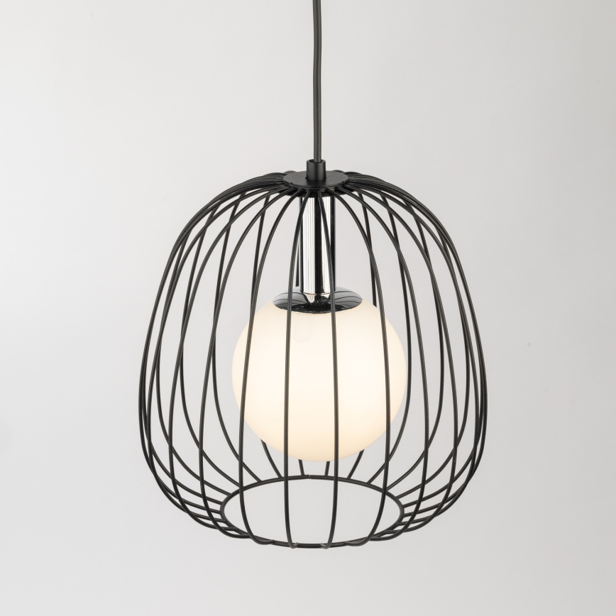 Candeeiro suspenso BELL 1xG9/12W/230V diâmetro 24 cm preto/cromado brilhante