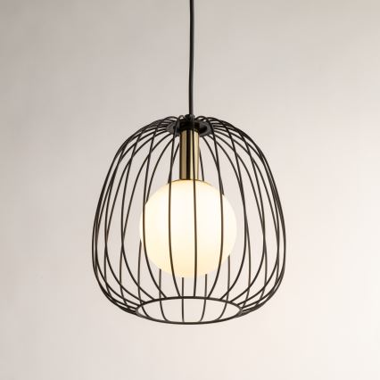 Candeeiro suspenso BELL 1xG9/12W/230V diâmetro 24 cm preto/dourado