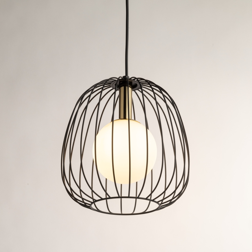 Candeeiro suspenso BELL 1xG9/12W/230V diâmetro 24 cm preto/dourado