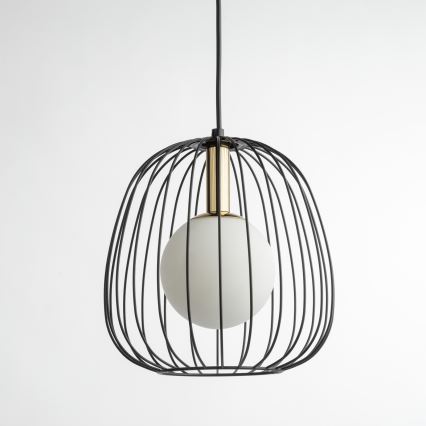 Candeeiro suspenso BELL 1xG9/12W/230V diâmetro 24 cm preto/dourado