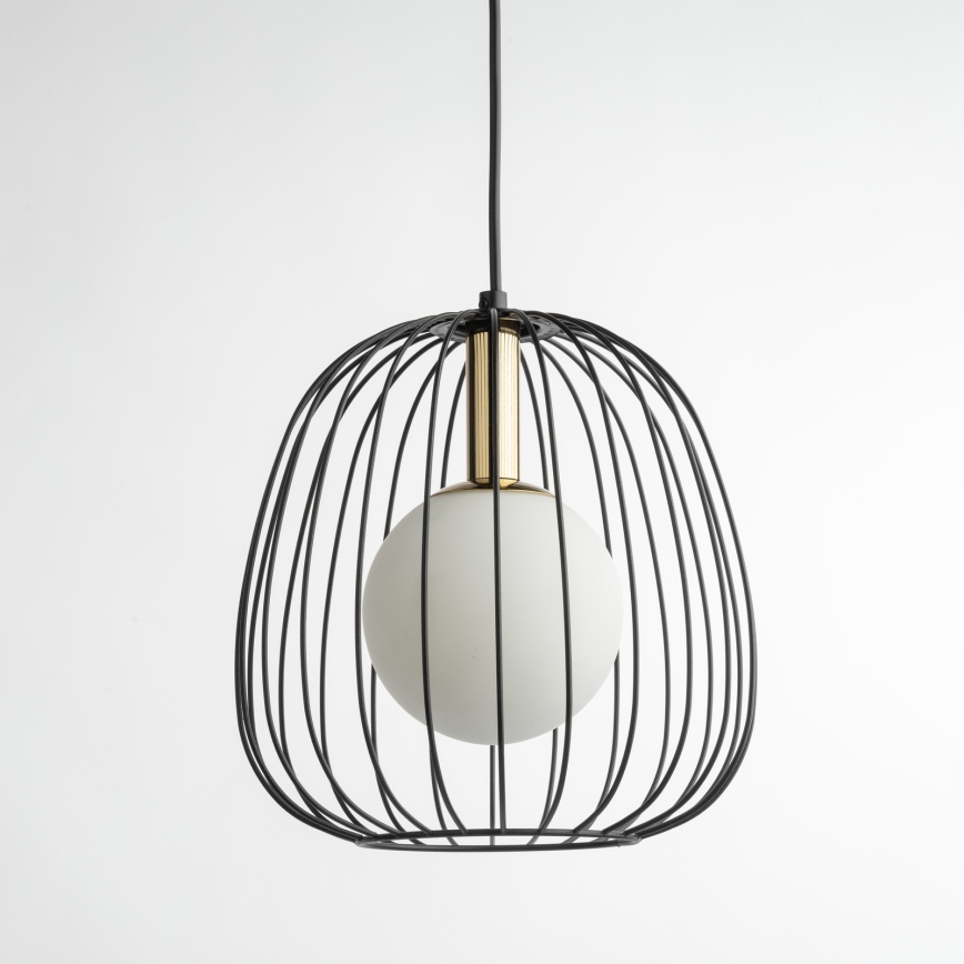 Candeeiro suspenso BELL 1xG9/12W/230V diâmetro 24 cm preto/dourado