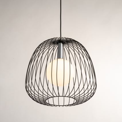 Candeeiro suspenso BELL 1xG9/12W/230V diâmetro 33 cm preto/cromado brilhante