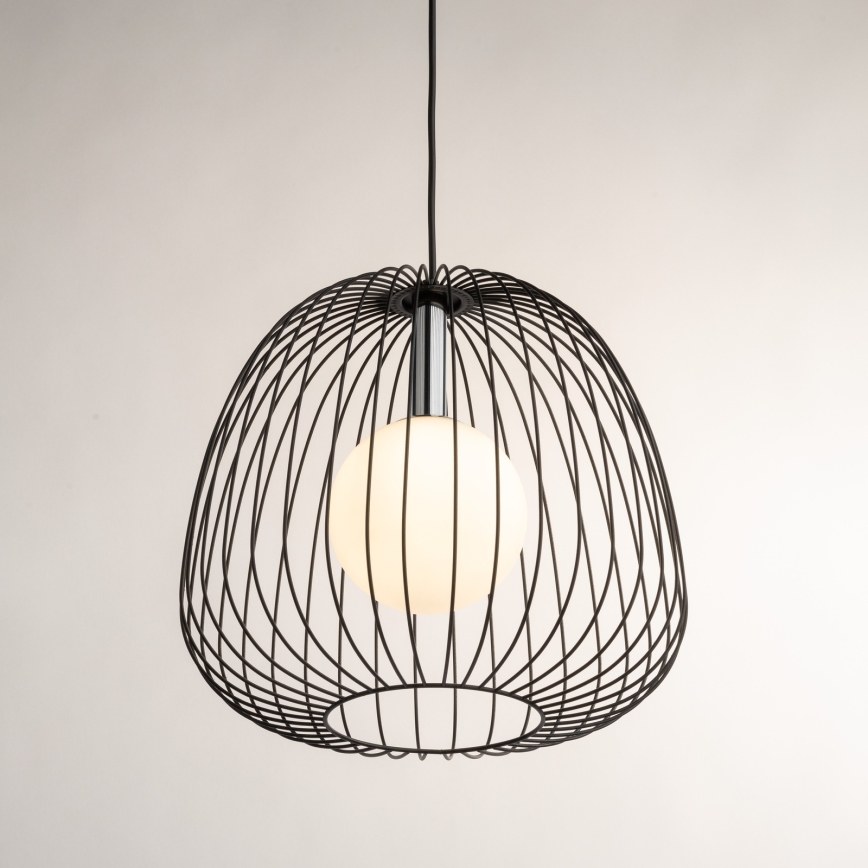 Candeeiro suspenso BELL 1xG9/12W/230V diâmetro 33 cm preto/cromado brilhante
