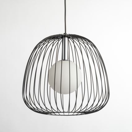 Candeeiro suspenso BELL 1xG9/12W/230V diâmetro 33 cm preto/cromado brilhante