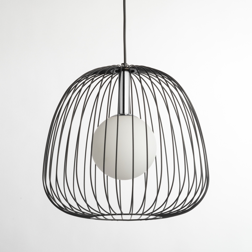 Candeeiro suspenso BELL 1xG9/12W/230V diâmetro 33 cm preto/cromado brilhante