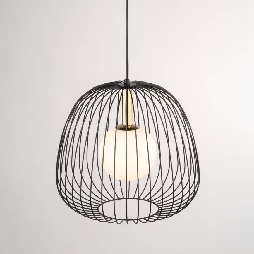 Candeeiro suspenso BELL 1xG9/12W/230V diâmetro 33 cm preto/dourado