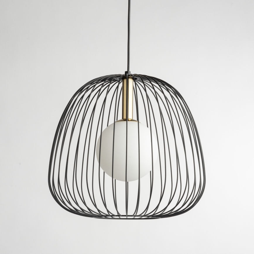 Candeeiro suspenso BELL 1xG9/12W/230V diâmetro 33 cm preto/dourado