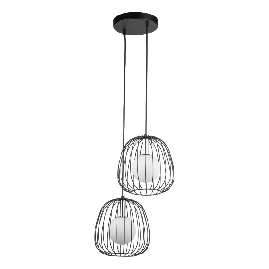 Candeeiro suspenso BELL 2xG9/12W/230V preto/cromado brilhante