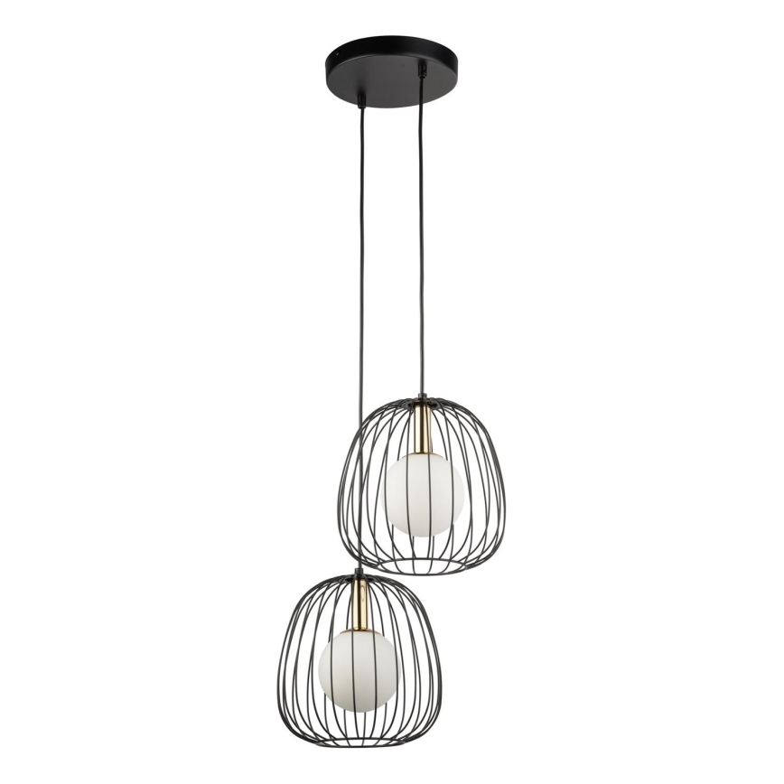 Candeeiro suspenso BELL 2xG9/12W/230V preto/dourado
