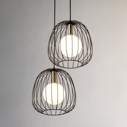 Candeeiro suspenso BELL 2xG9/12W/230V preto/dourado