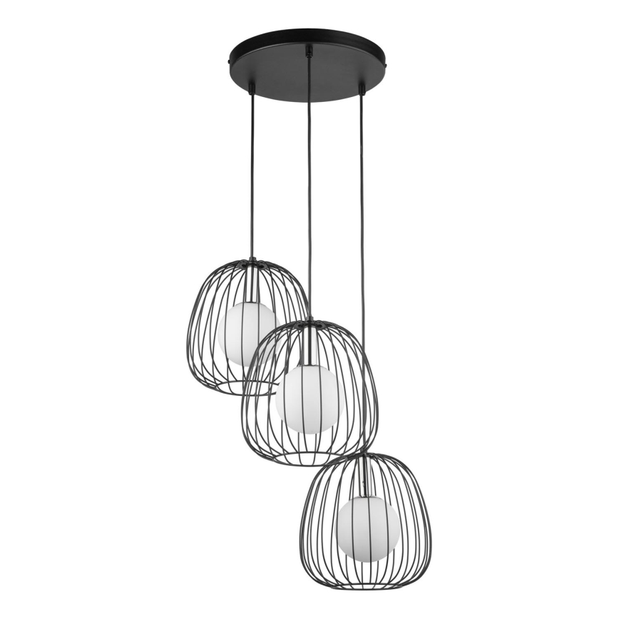 Candeeiro suspenso BELL 3xG9/12W/230V preto/cromado brilhante