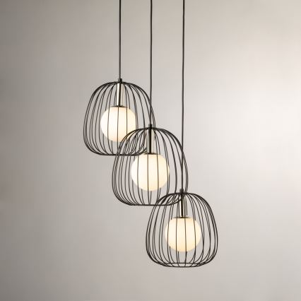 Candeeiro suspenso BELL 3xG9/12W/230V preto/cromado brilhante