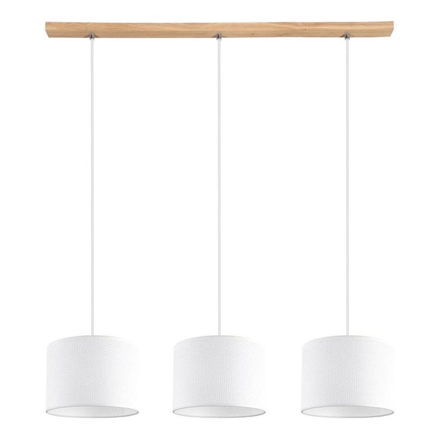 Candeeiro suspenso BENITA 3xE27/40W/230V branco/carvalho