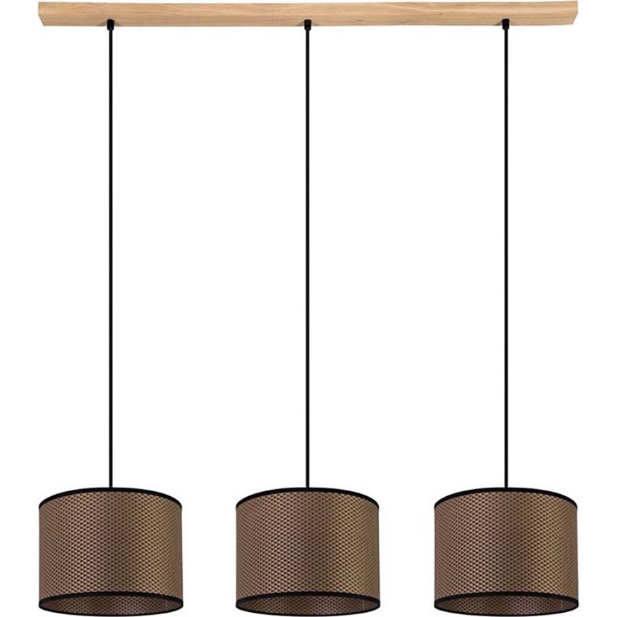 Candeeiro suspenso BENITA 3xE27/40W/230V castanho/carvalho