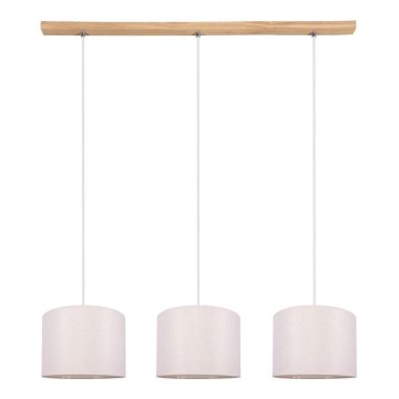 Candeeiro suspenso BENITA 3xE27/40W/230V creme/carvalho