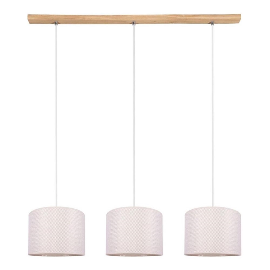 Candeeiro suspenso BENITA 3xE27/40W/230V creme/carvalho