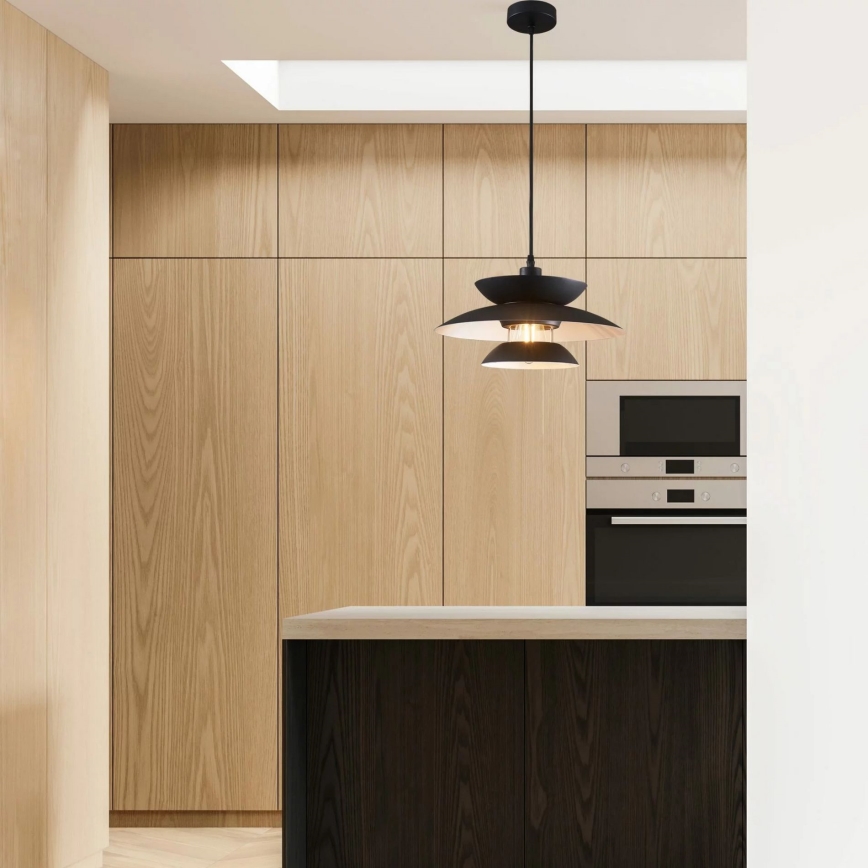 Candeeiro suspenso BERIT 1xE27/20W/230V preto