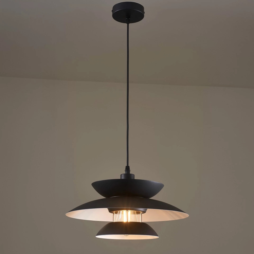 Candeeiro suspenso BERIT 1xE27/20W/230V preto